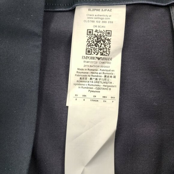 EMPORIO ARMANI High Rise Stretch Pants Navy Side Zip - Picture 4 of 5